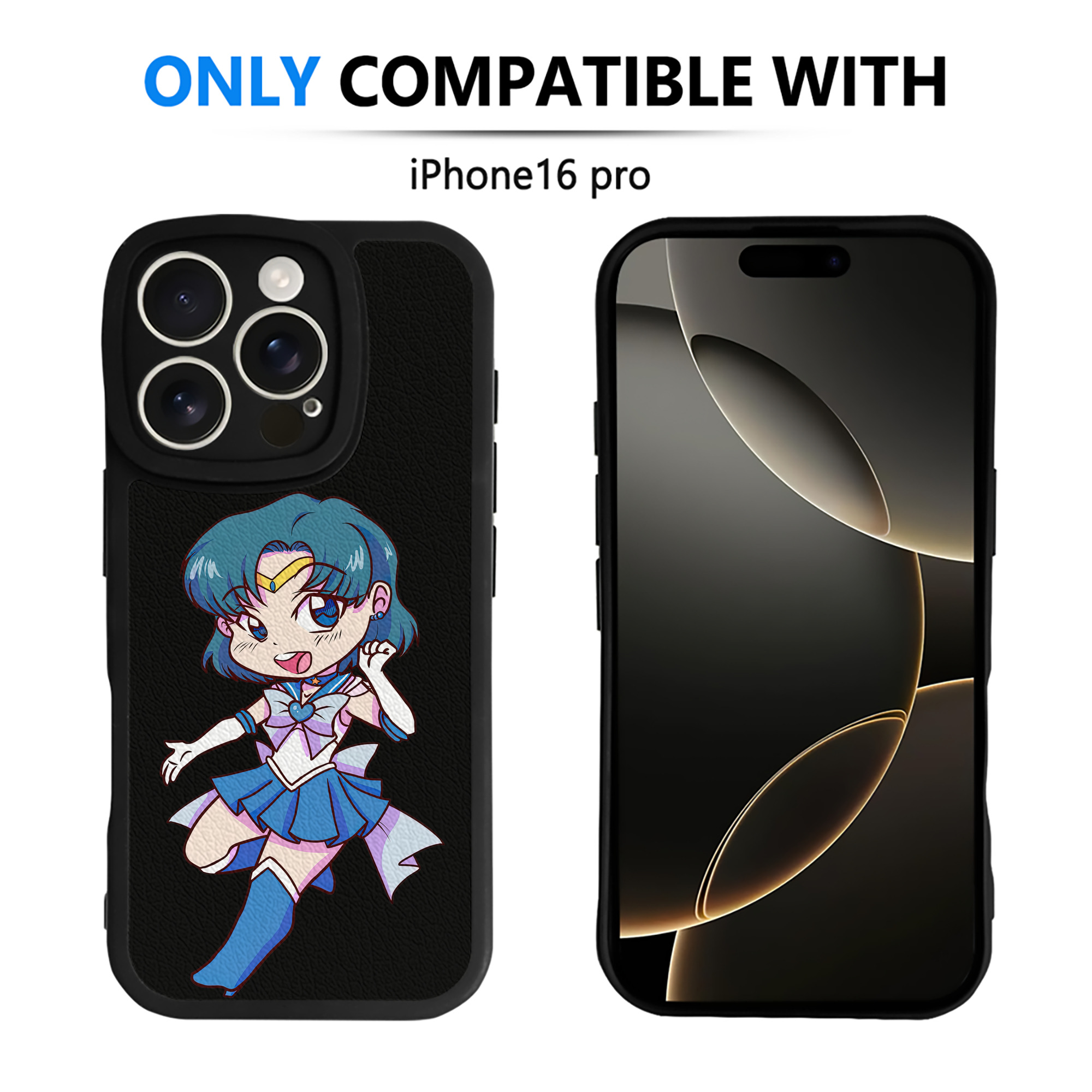 （画像用） 美少女戦士セーラームーン 水野 亜美 みずの あみ Sailor Moon Mizuno Ami 【iPhone 16シリーズ対応】シリコンスマホケース（レザー調） 材質：シリコン